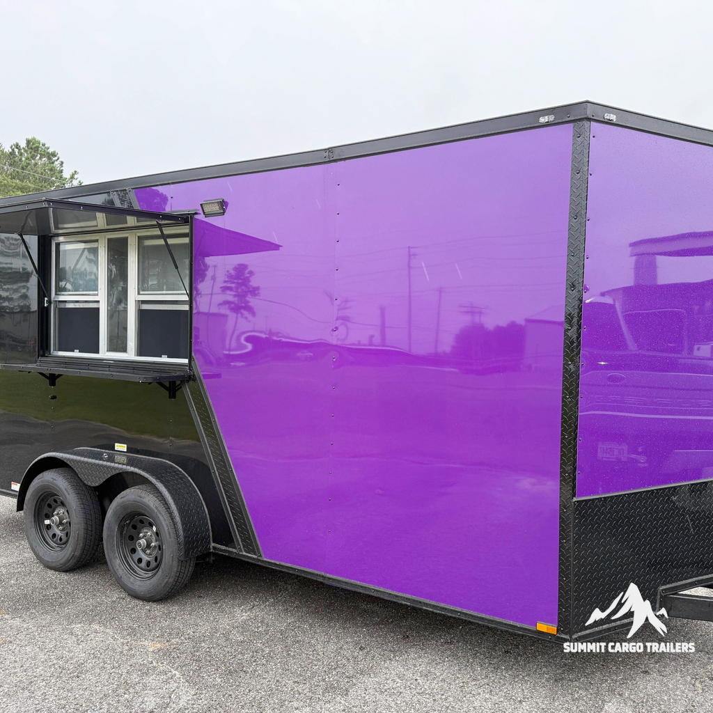 7X16TA Purple & Black Concession Trailer