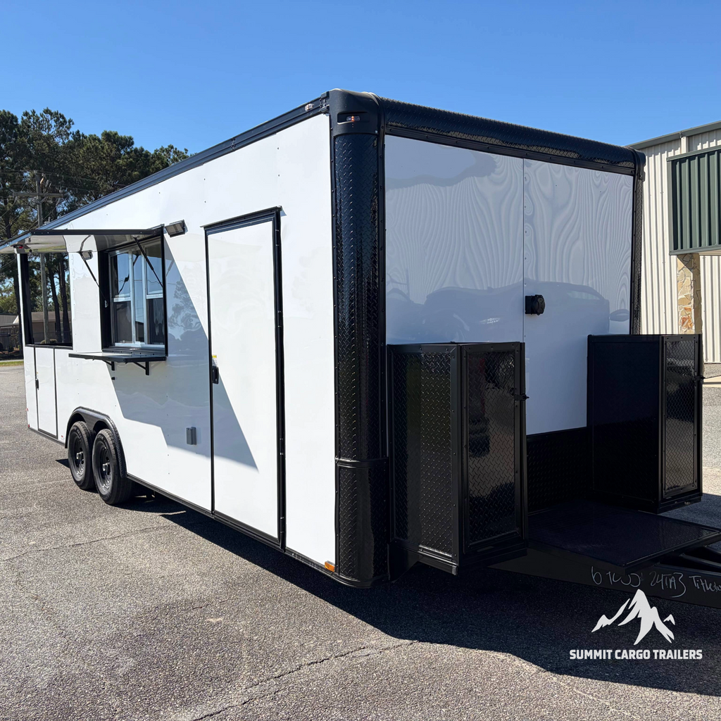 8.5X24TA3 White Concession Porch Trailer