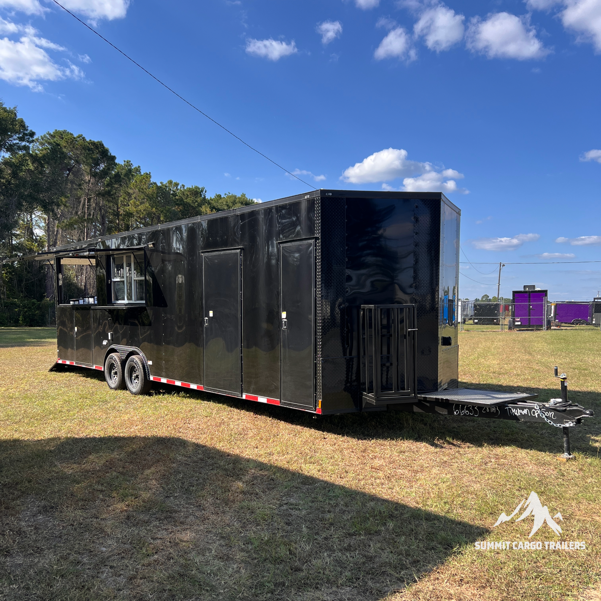 8.5X28TA Black Concession Gullwing Porch Trailer
