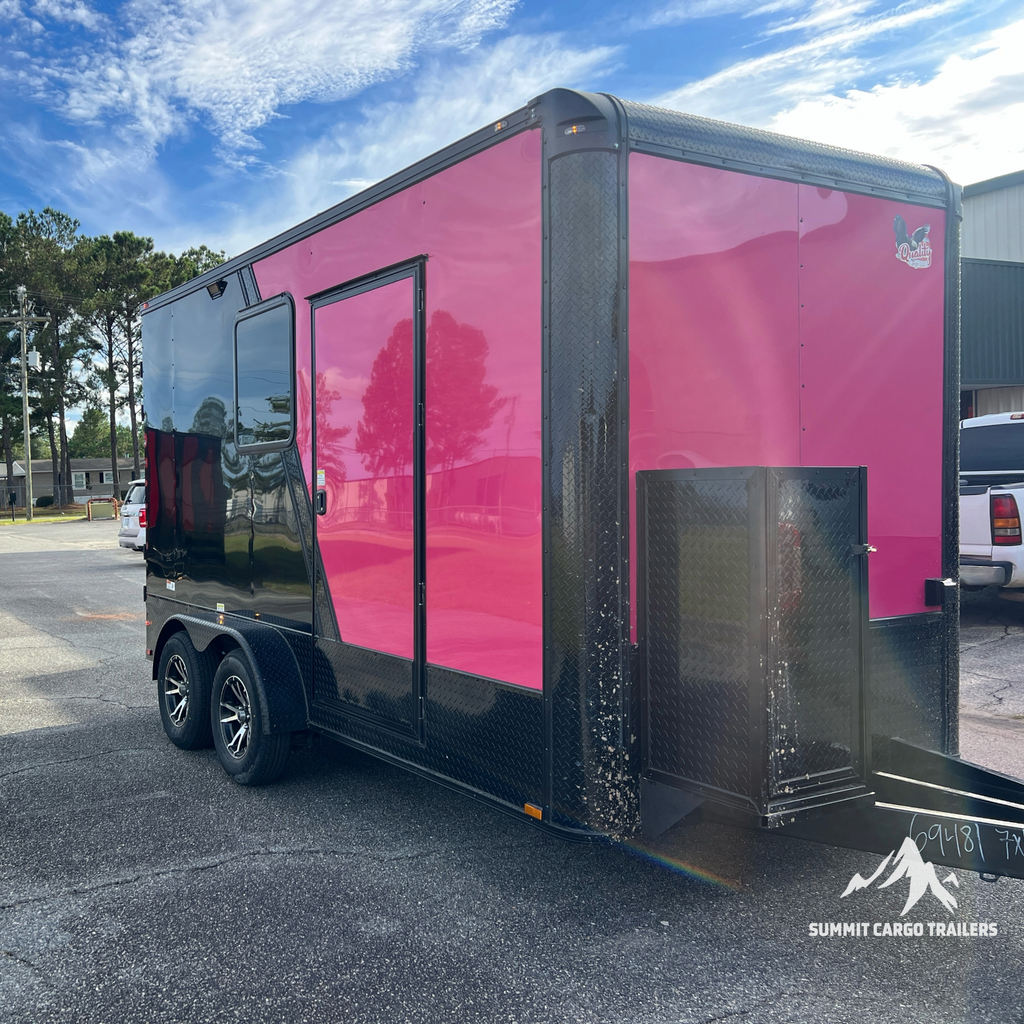 7X14TA Pink & Black Pet Grooming Trailer