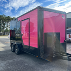 7X14TA Pink & Black Pet Grooming Trailer