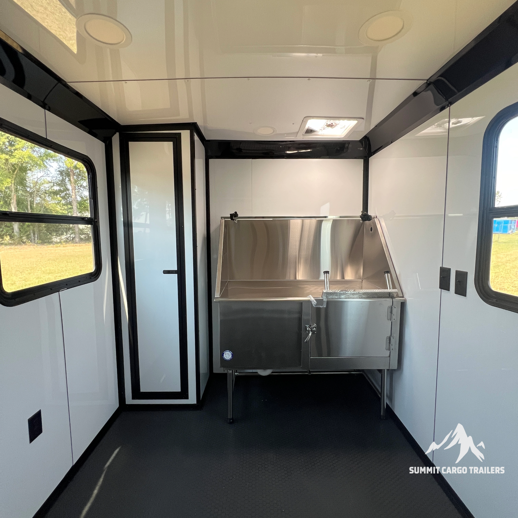 7X14TA Lime Green Pet Grooming Trailer