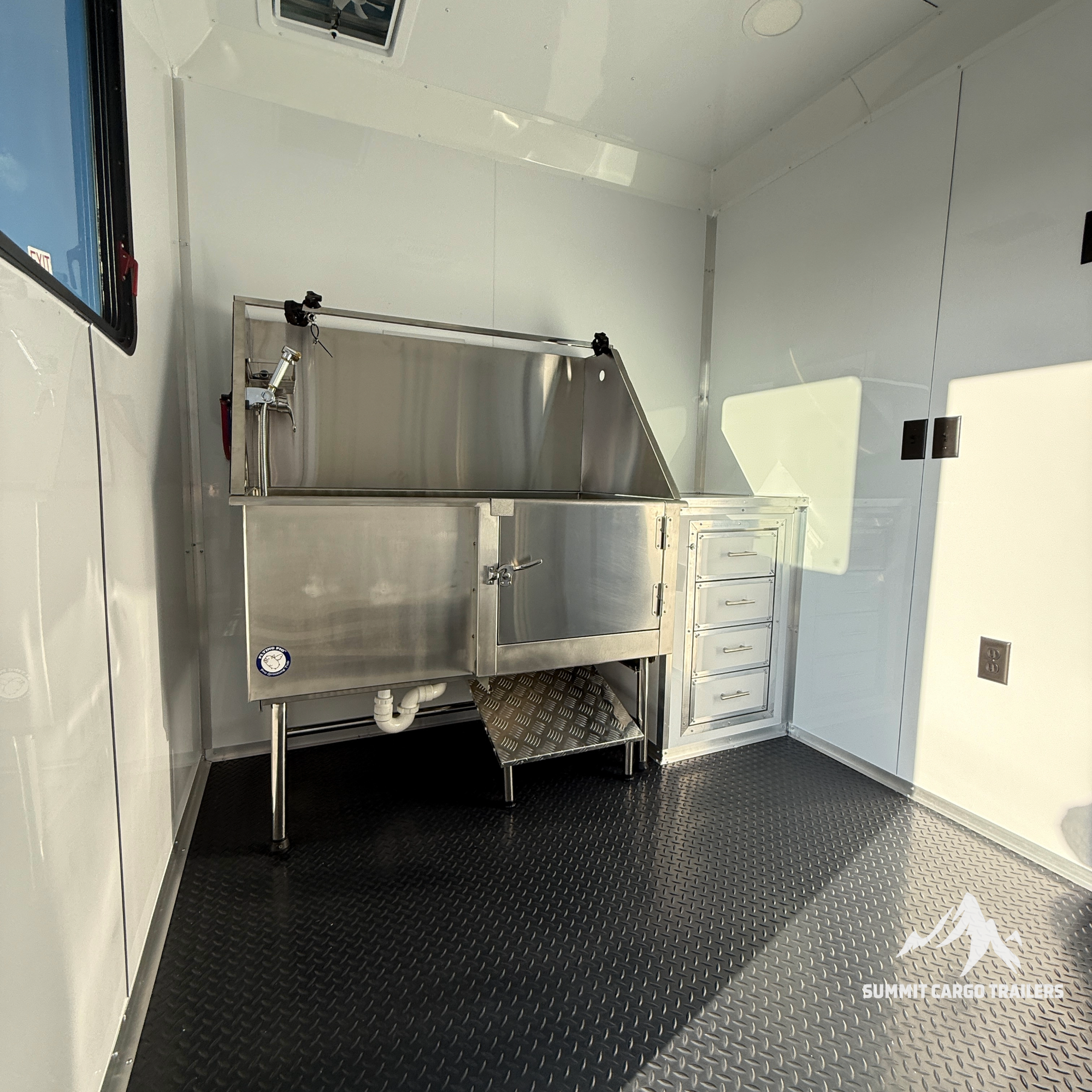 7X14TA Pink & Black Pet Grooming Trailer