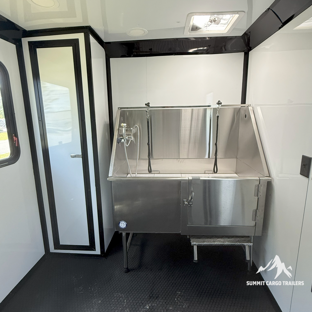 7X14TA Water Blue Dog Grooming Trailer