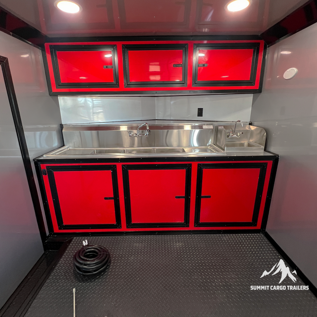 8.5X20TA3 Red & Black Concession Porch Trailer