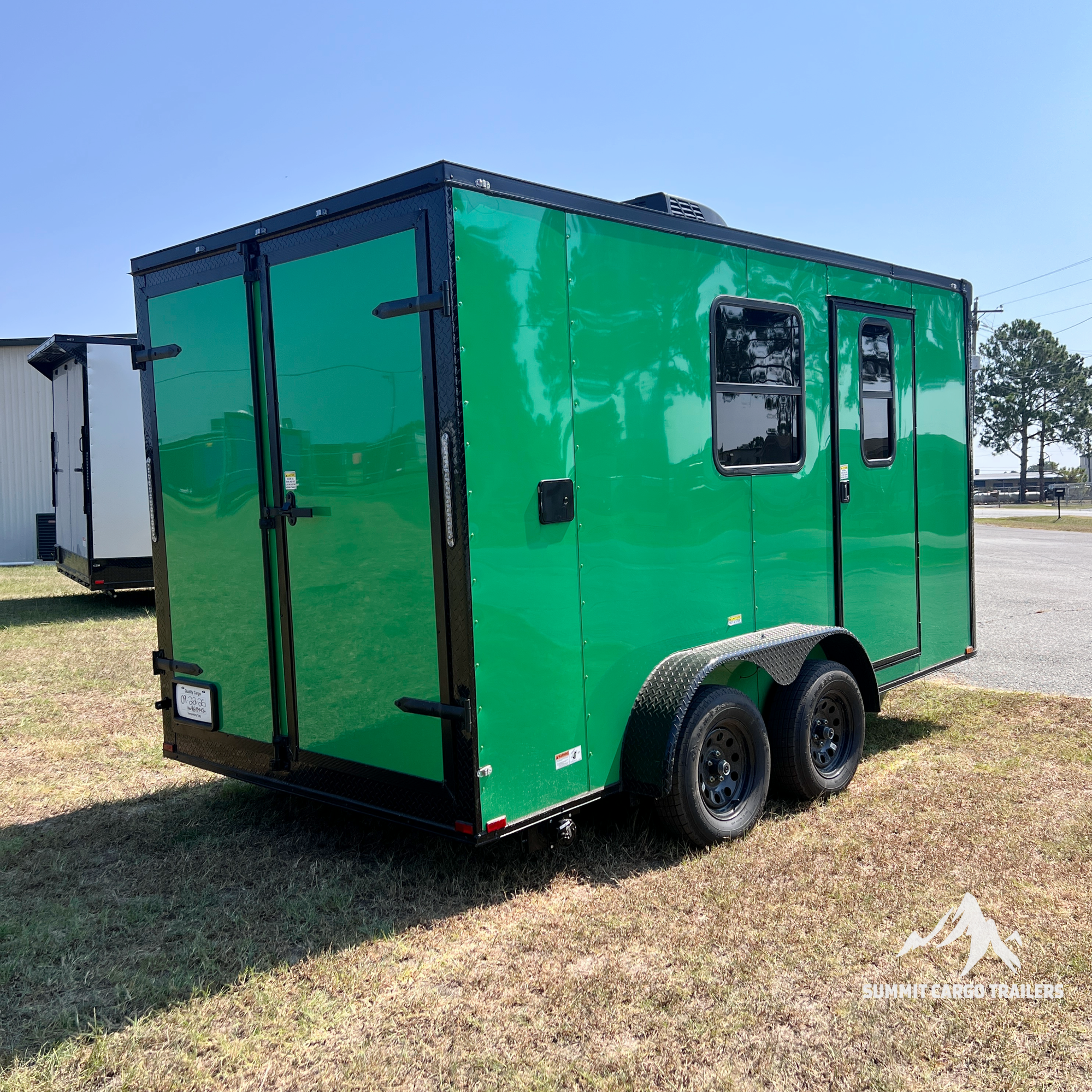 7X14TA Lime Green Pet Grooming Trailer