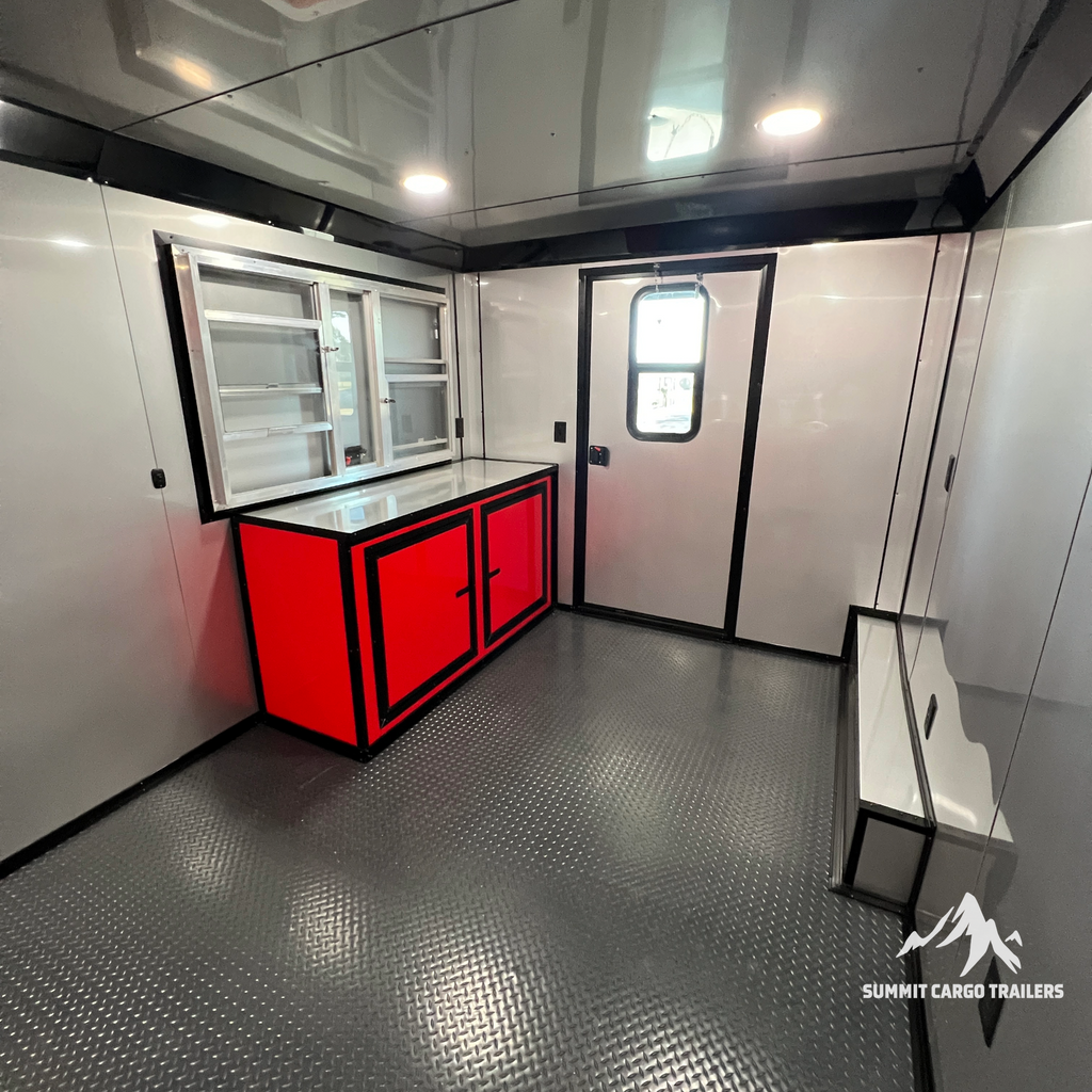8.5X20TA3 Red & Black Concession Porch Trailer