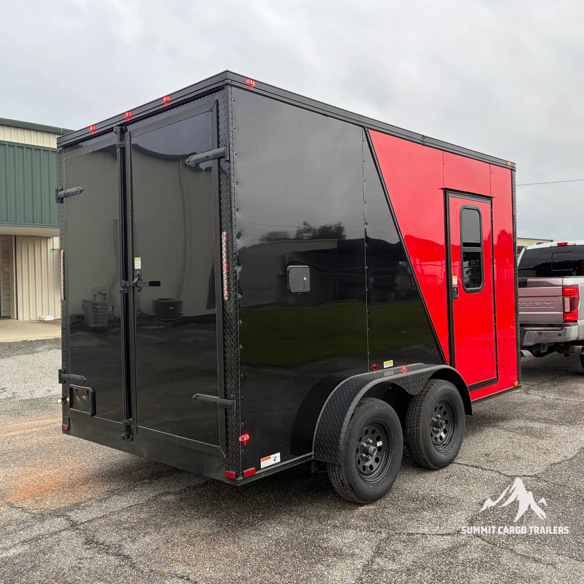7X12TA Red & Black Pet Grooming Trailer