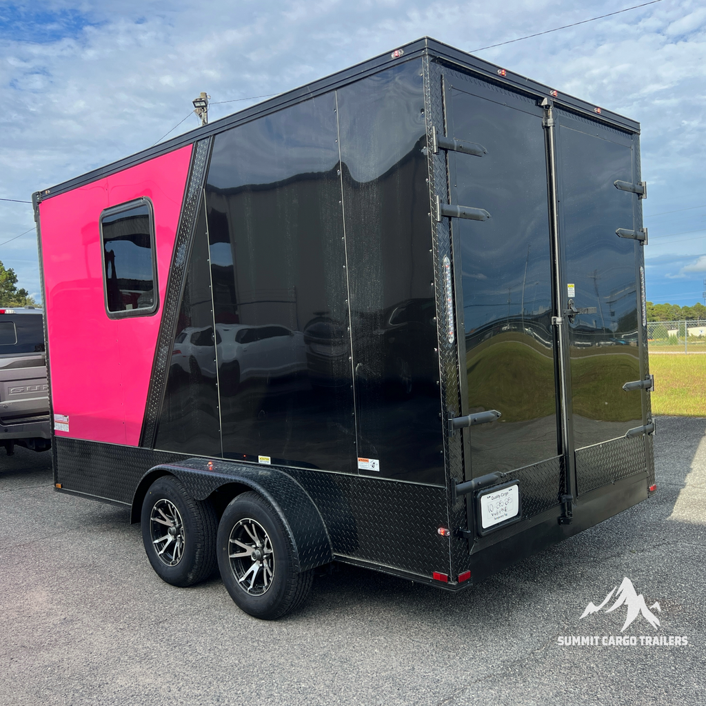 7X14TA Pink & Black Pet Grooming Trailer