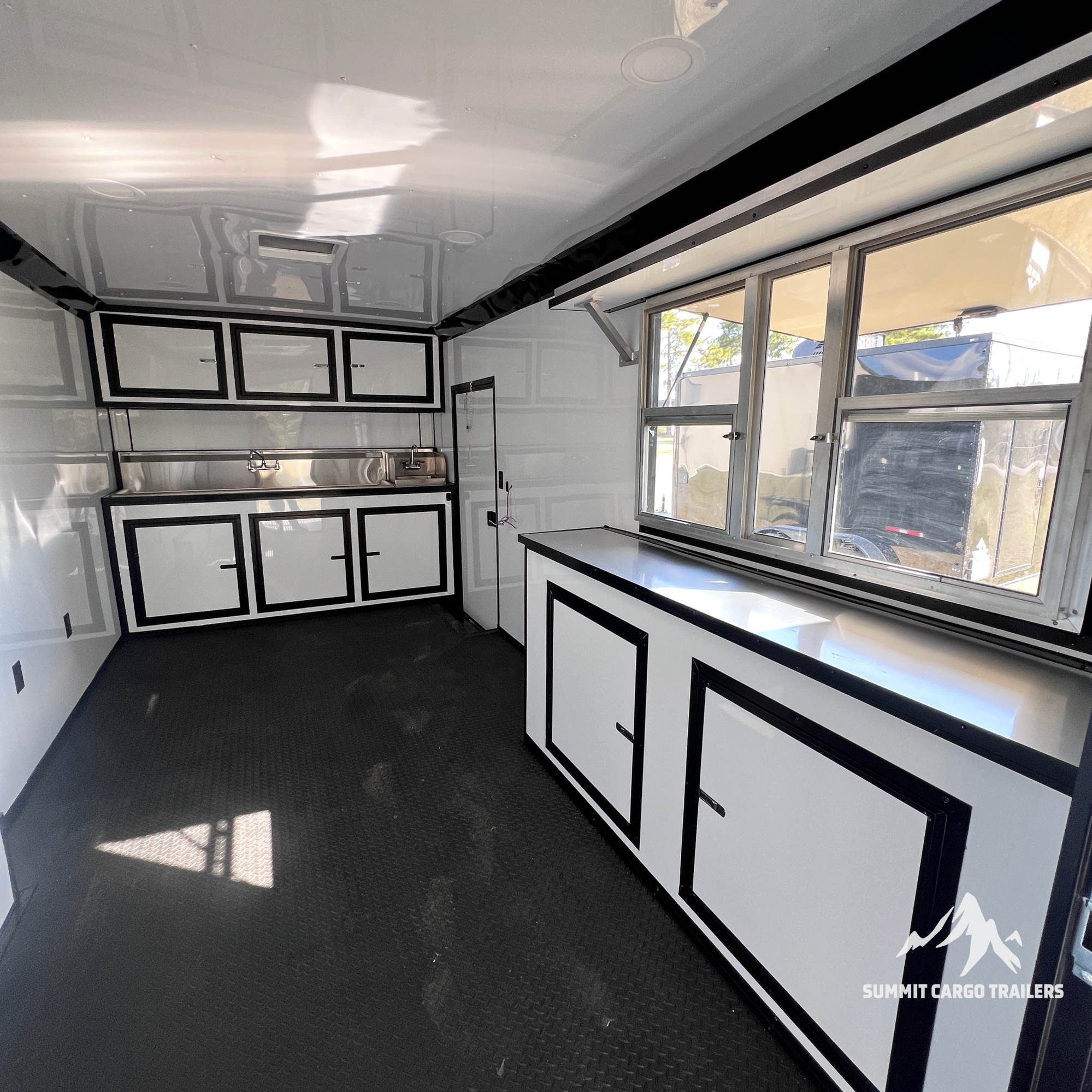 8.5X28TA Black Concession Gullwing Porch Trailer