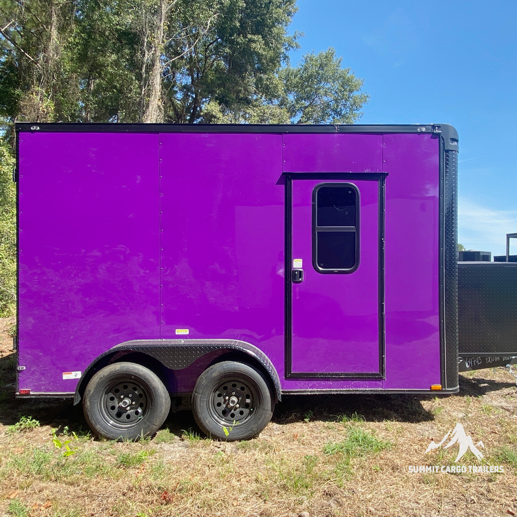7X12TA Purple Pet Grooming Trailer