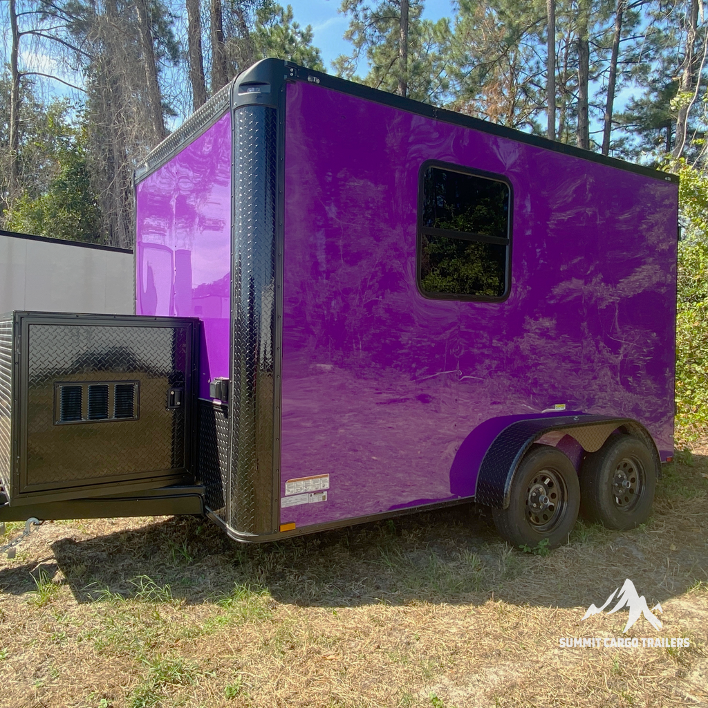 7X12TA Purple Pet Grooming Trailer