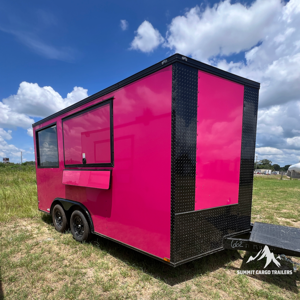 8.5X14TA Pink Beverage Concession Trailer