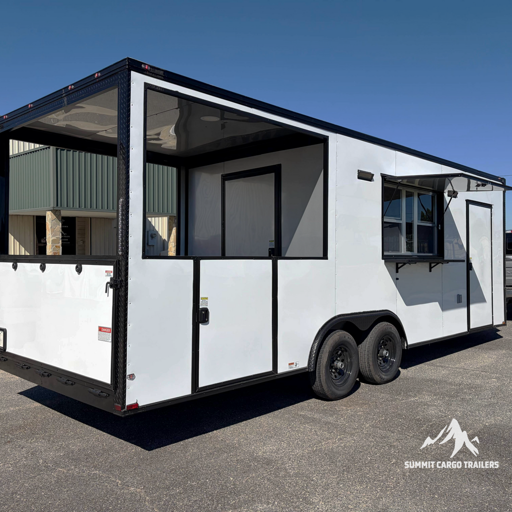 8.5X24TA3 White Concession Porch Trailer