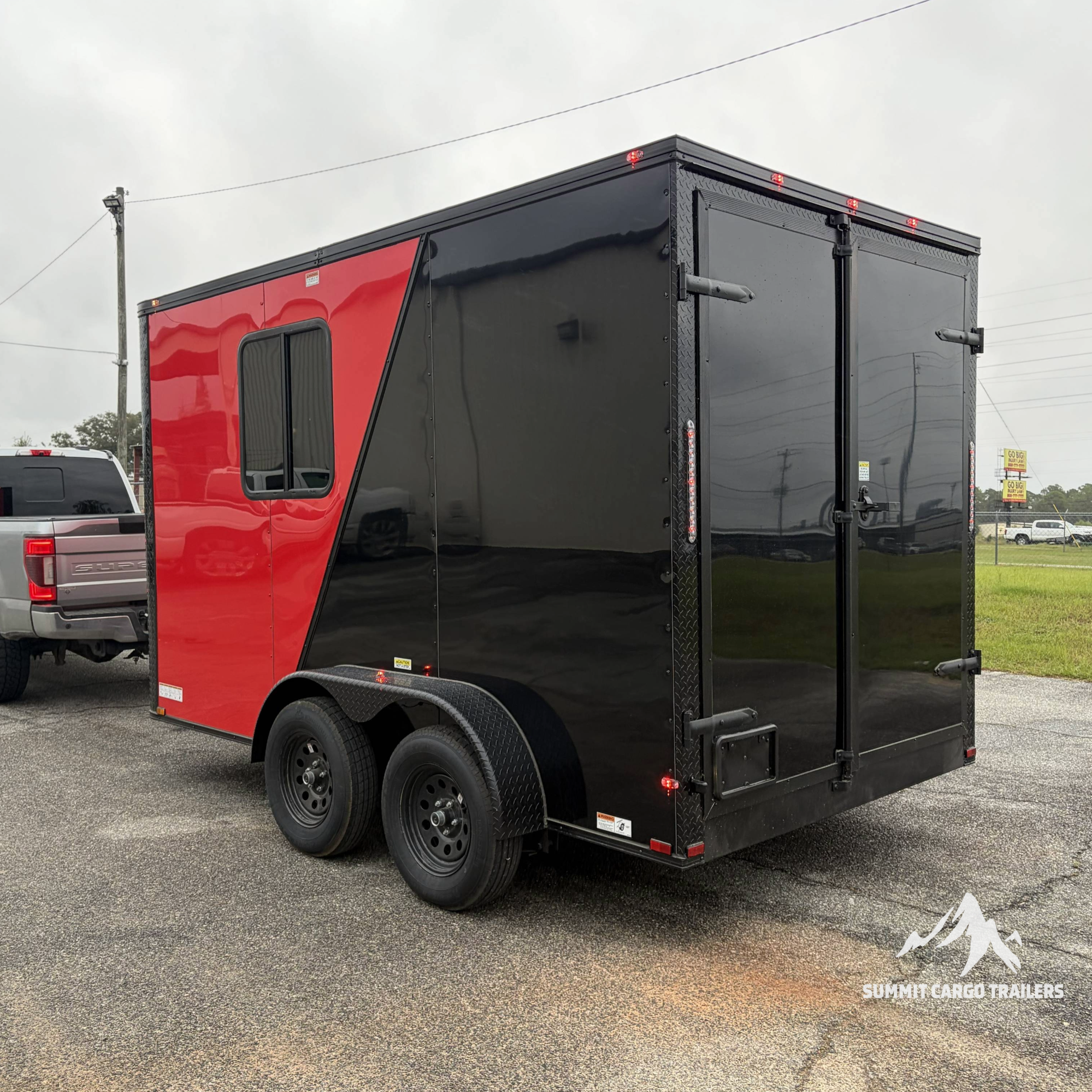 7X12TA Red & Black Pet Grooming Trailer