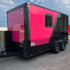 7X14TA Pink & Black Pet Grooming Trailer