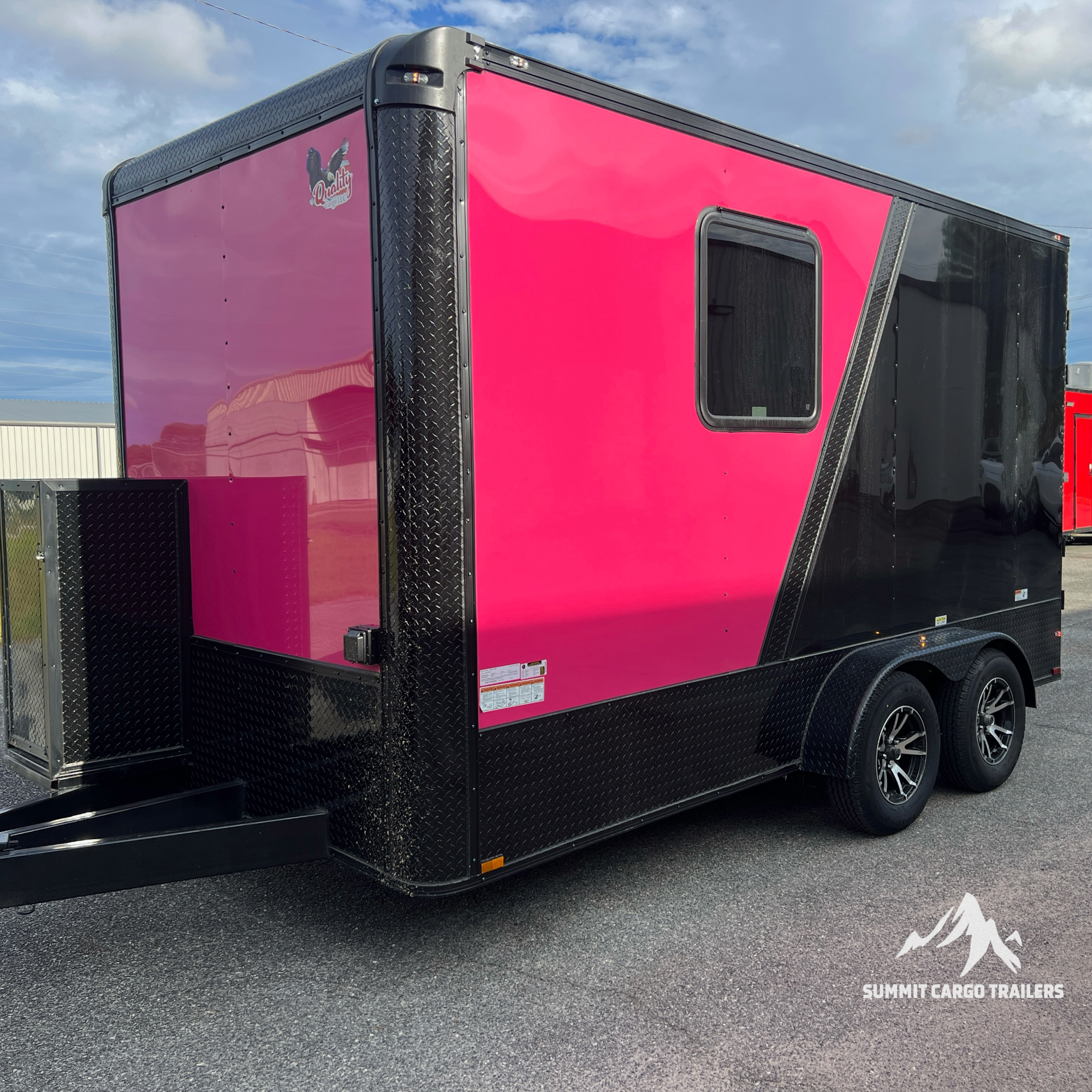 7X14TA Pink & Black Pet Grooming Trailer