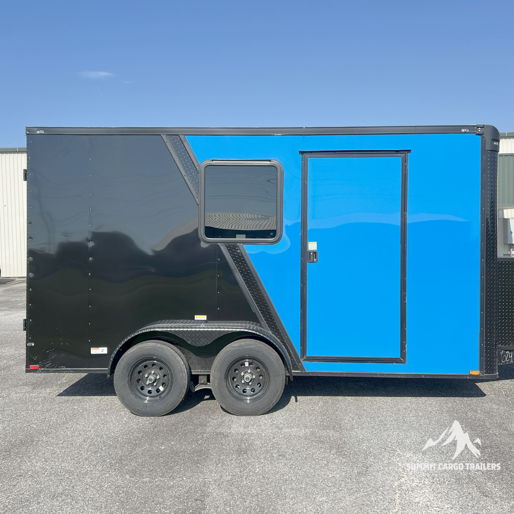 7X14TA Blue & Black Dog Grooming Trailer