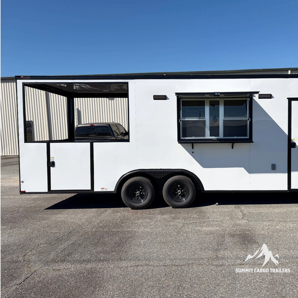 8.5X24TA3 White Concession Porch Trailer