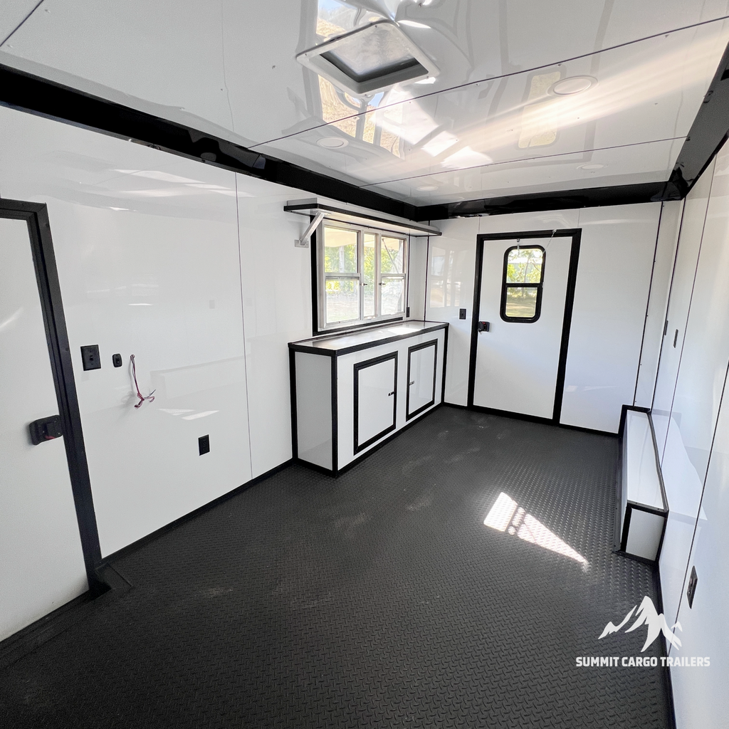 8.5X28TA Black Concession Gullwing Porch Trailer