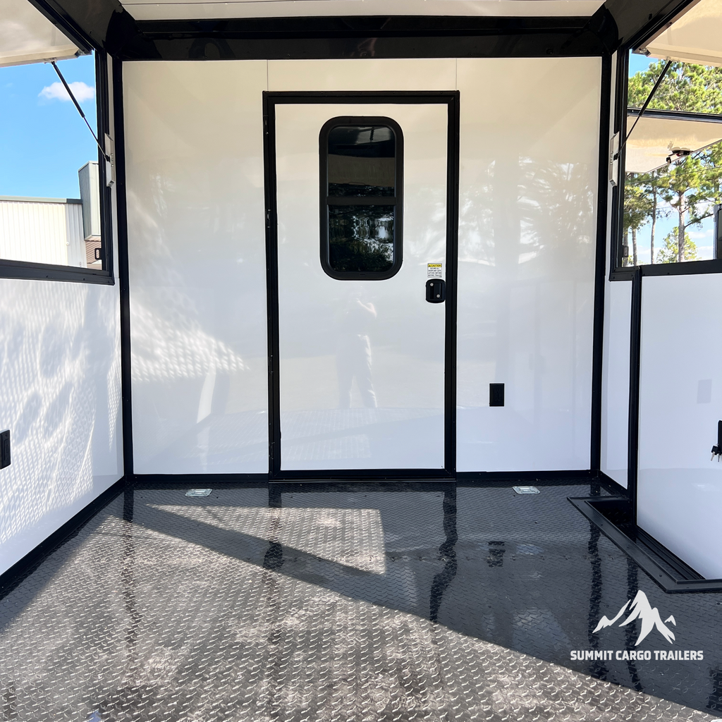 8.5X28TA Black Concession Gullwing Porch Trailer