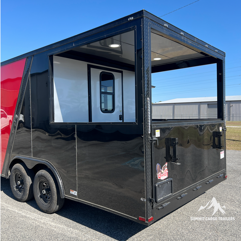 8.5X20TA3 Red & Black Concession Porch Trailer