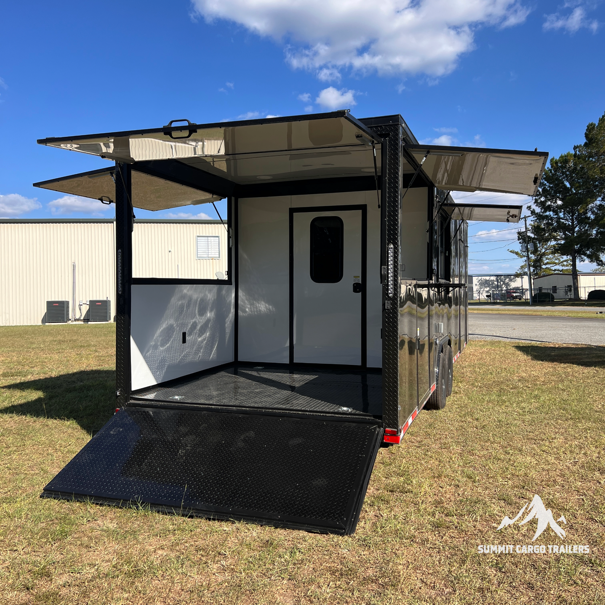 8.5X28TA Black Concession Gullwing Porch Trailer