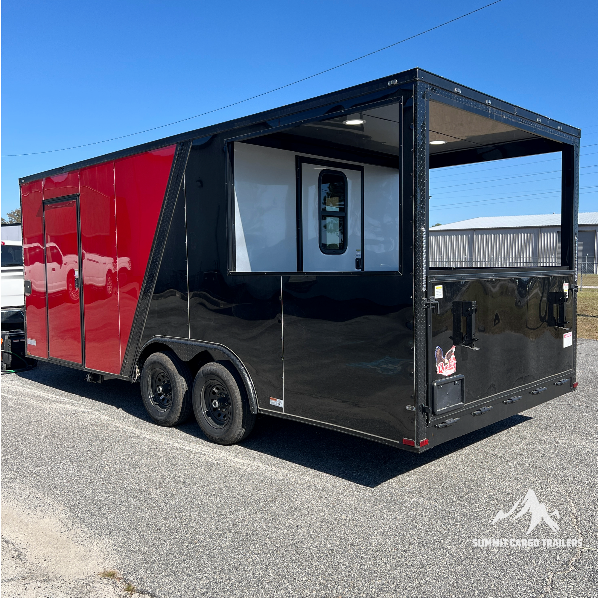 8.5X20TA3 Red & Black Concession Porch Trailer
