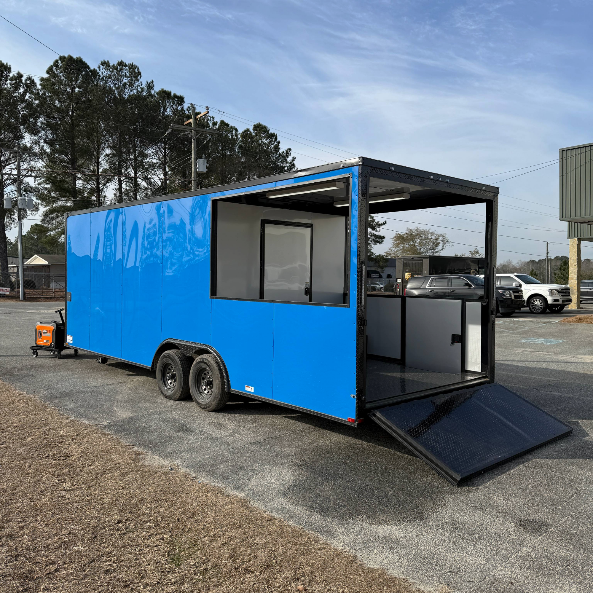 8.5X24TA3 Blue Concession Porch Trailer