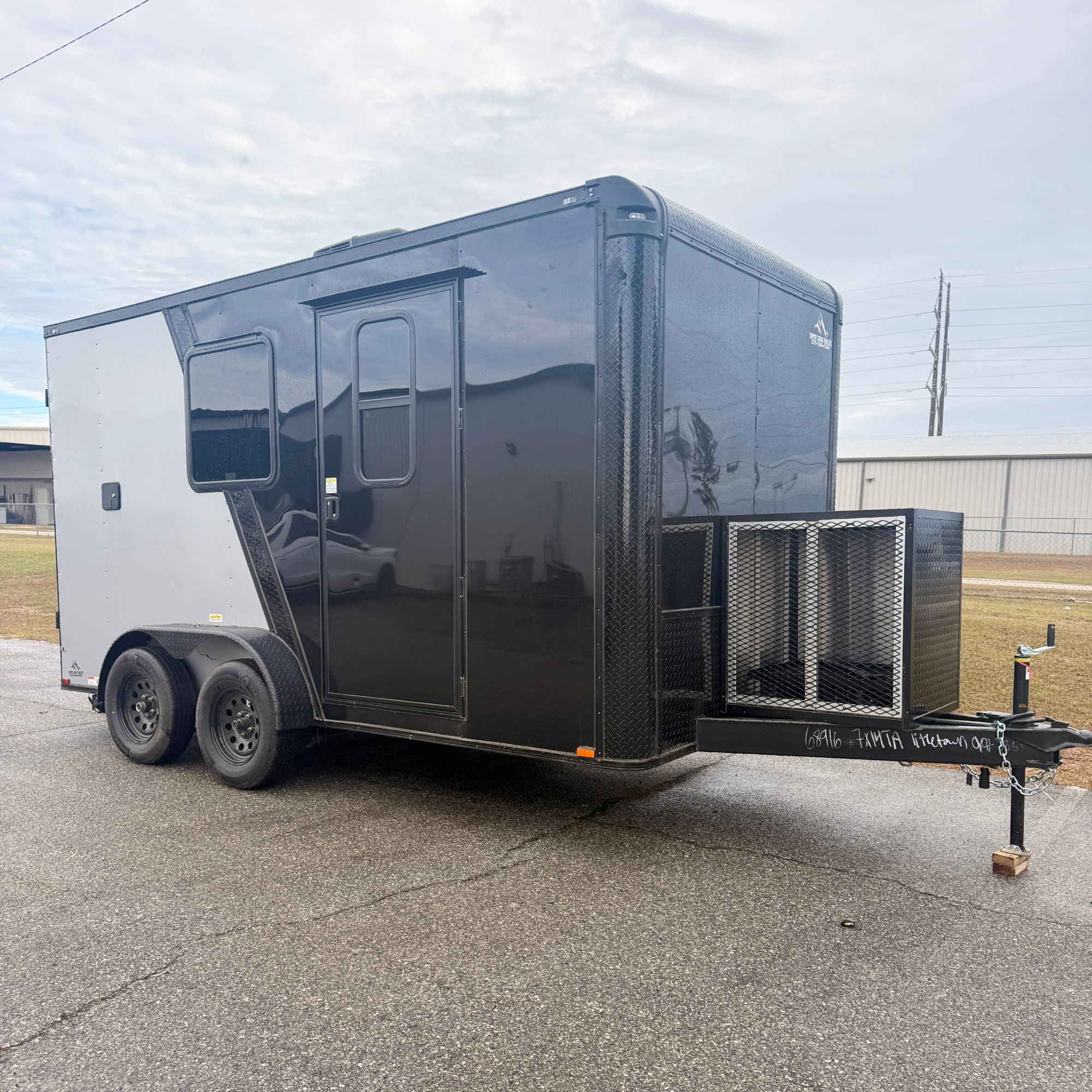 7X14TA Silver & Black Pet Grooming Trailer