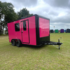 7X14TA Pink Dog Grooming Trailer