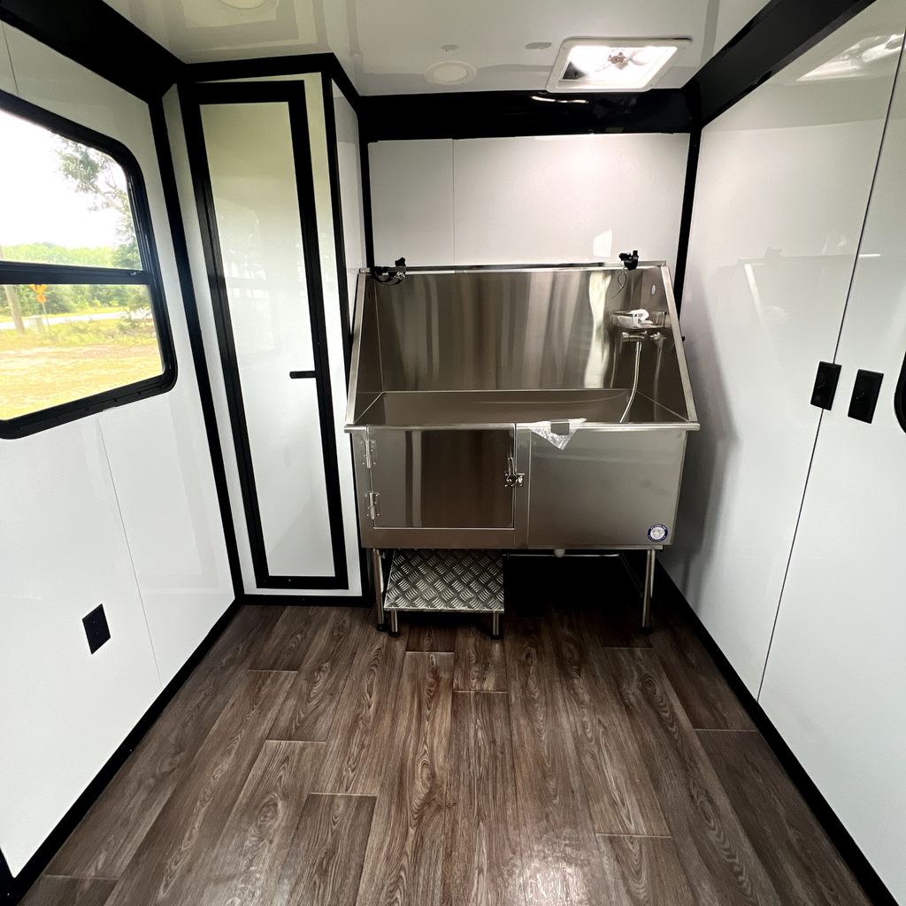 7X14TA Pink Dog Grooming Trailer