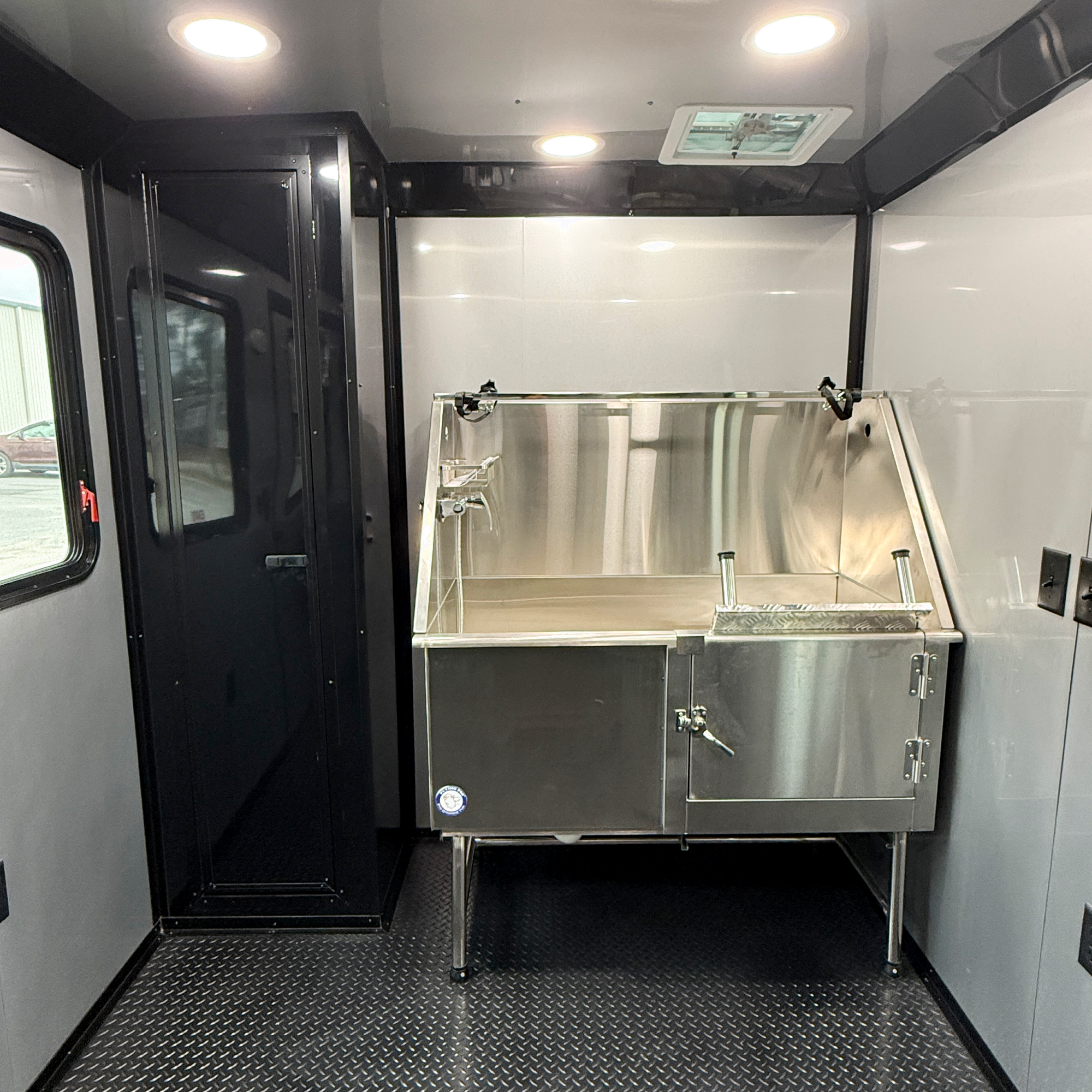 7X14TA Silver & Black Pet Grooming Trailer