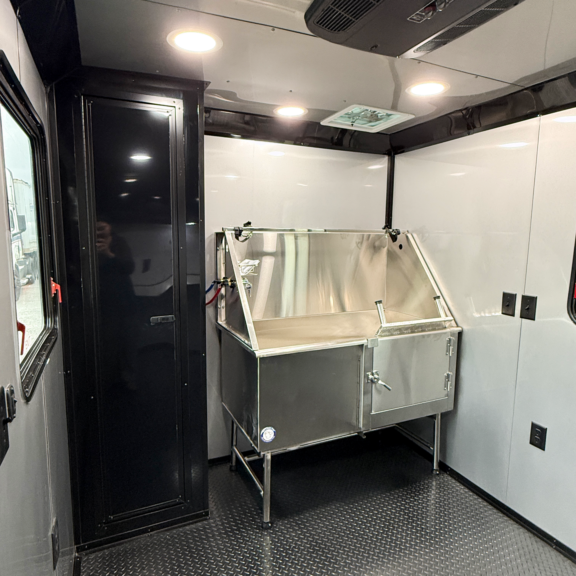 7X14TA Silver & Black Pet Grooming Trailer