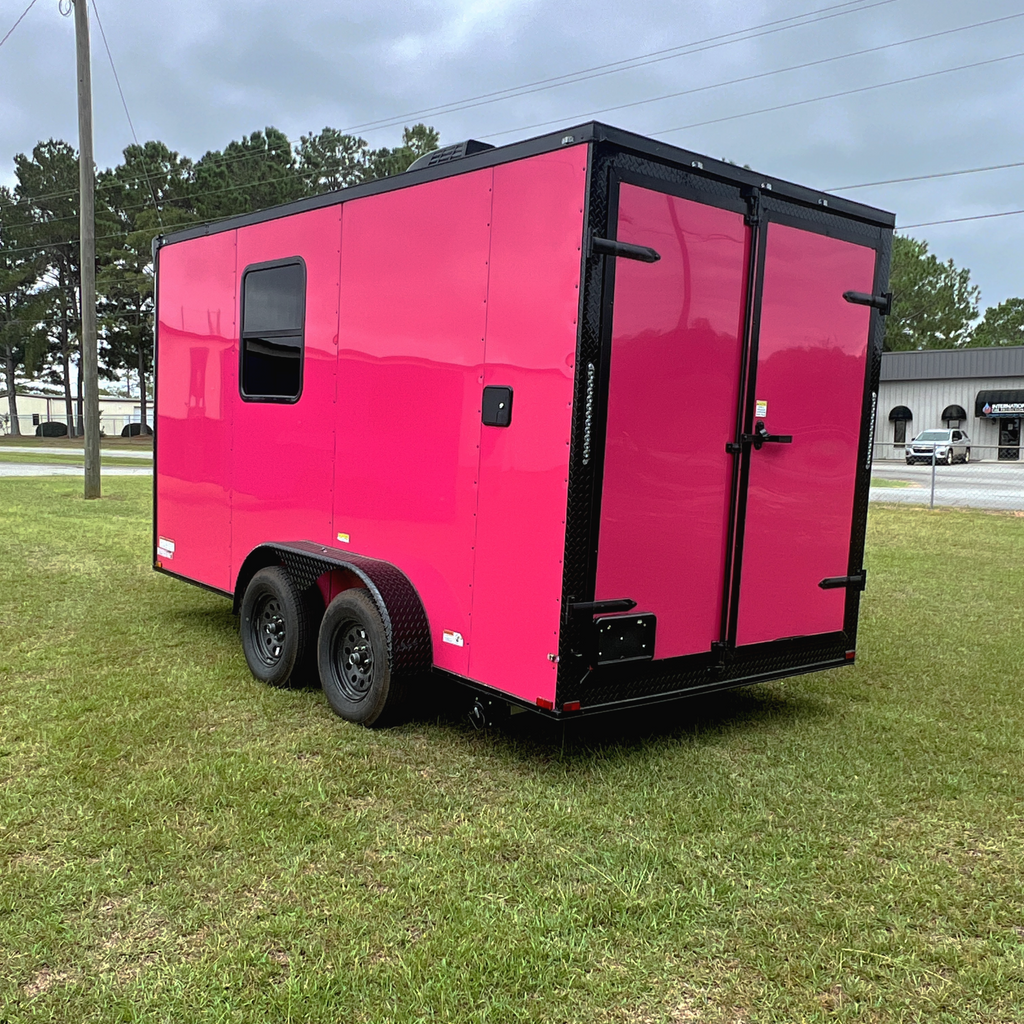 7X14TA Pink Dog Grooming Trailer