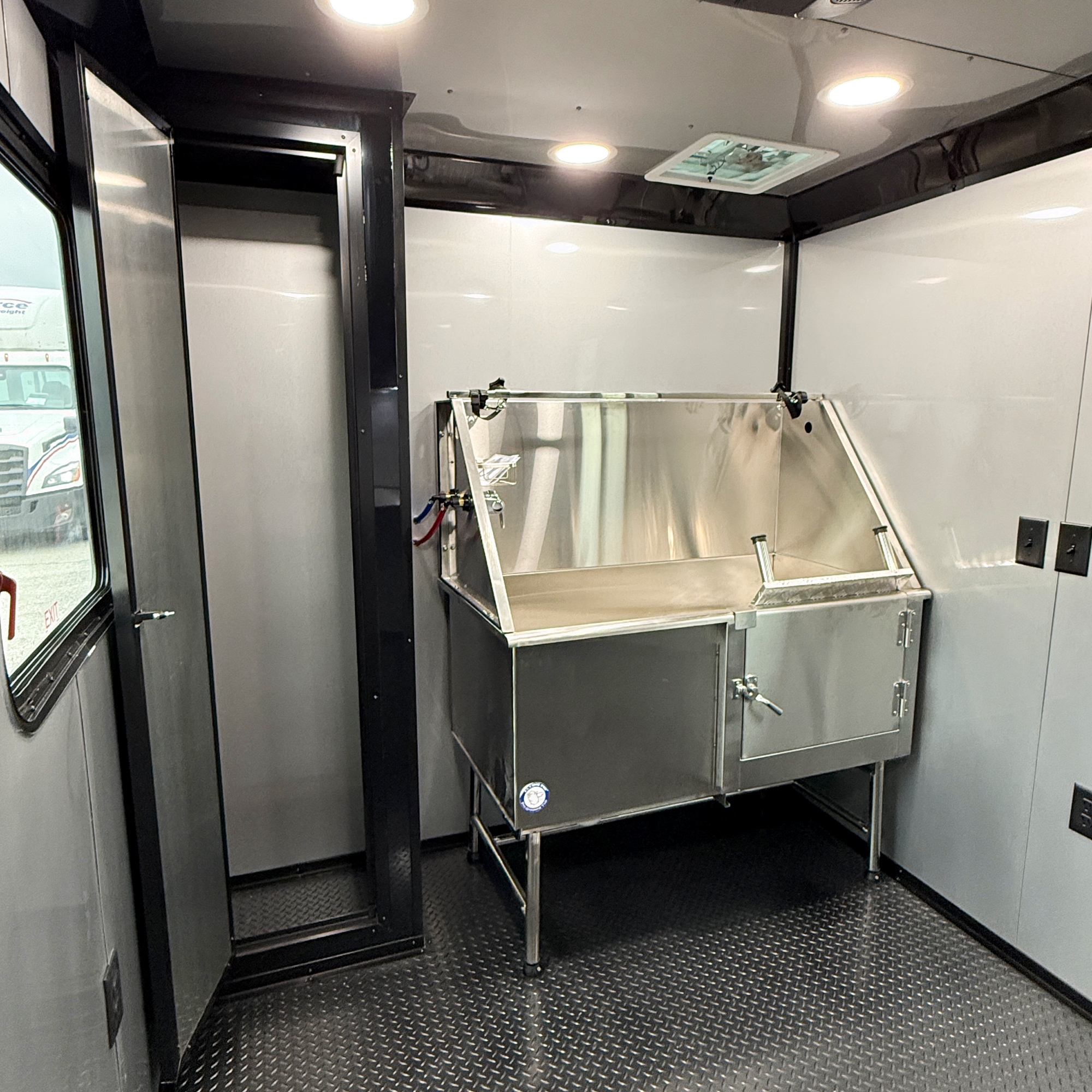 7X14TA Silver & Black Pet Grooming Trailer