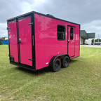 7X14TA Pink Dog Grooming Trailer