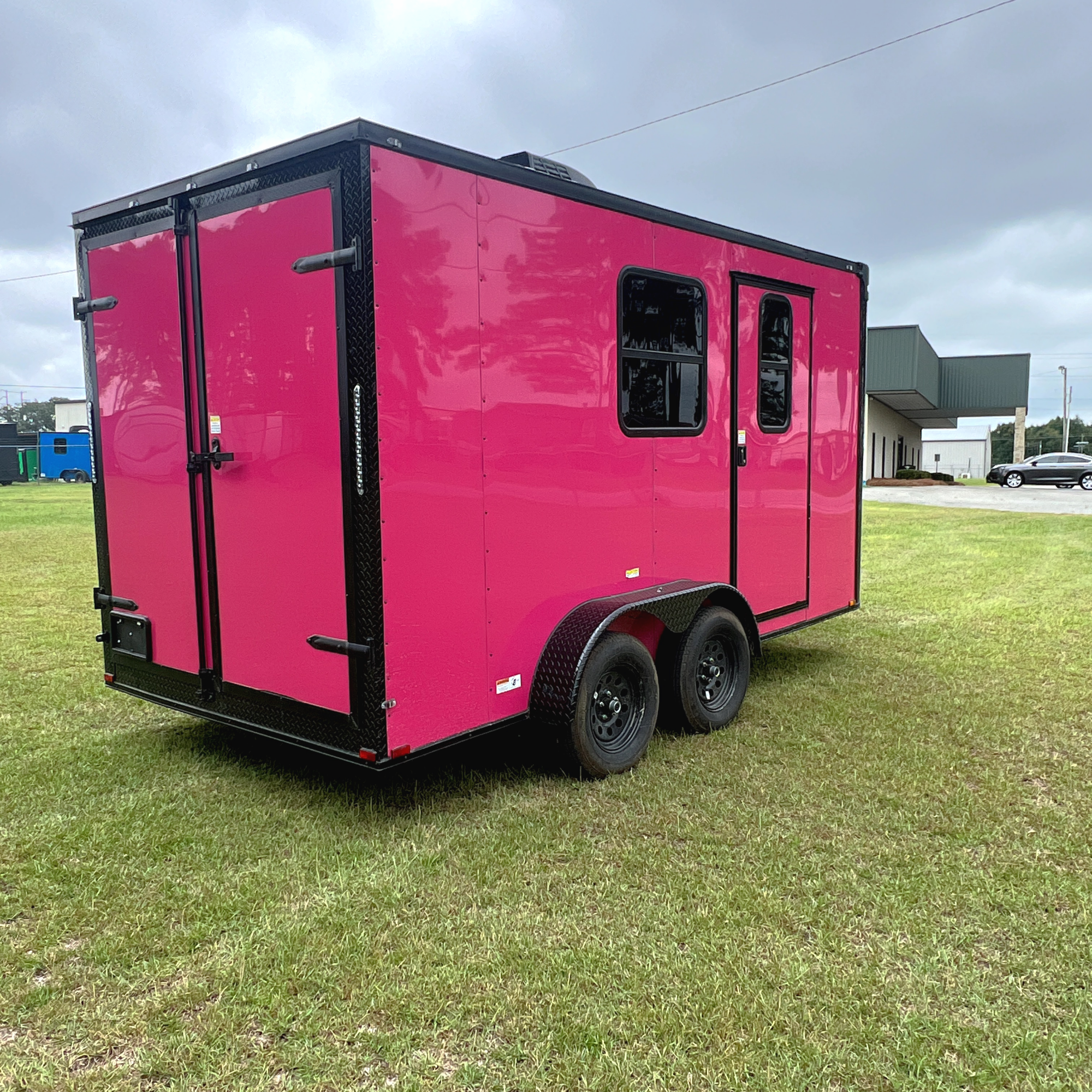 7X14TA Pink Dog Grooming Trailer