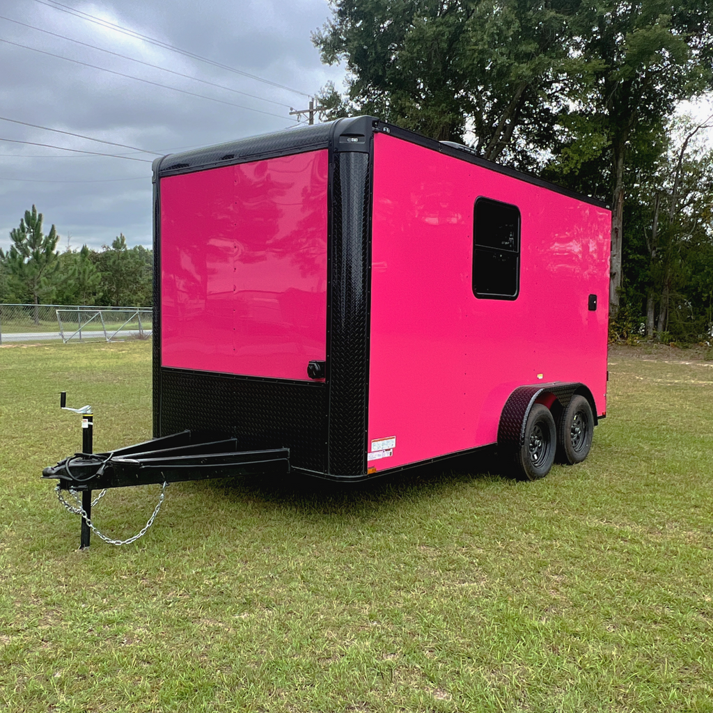 7X14TA Pink Dog Grooming Trailer