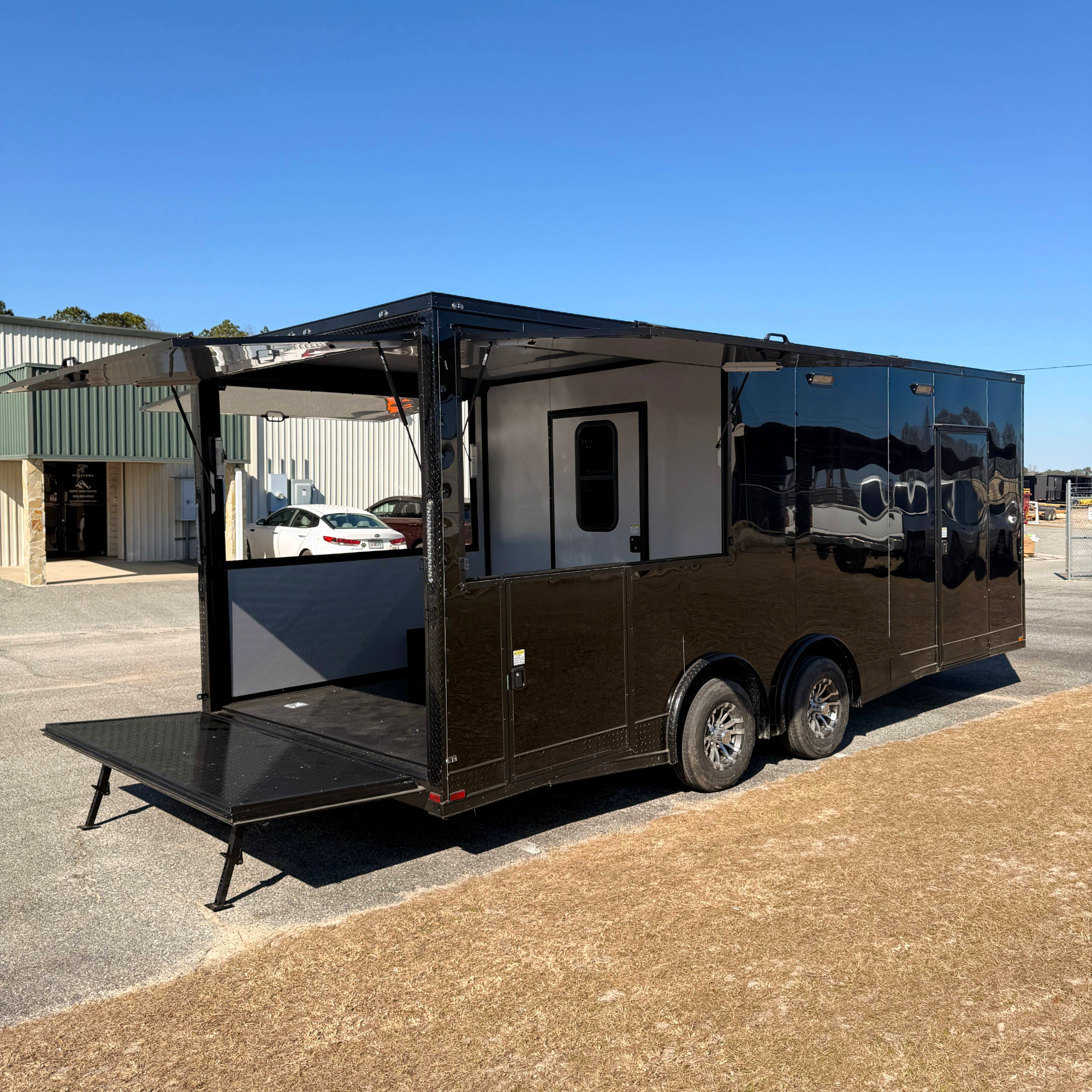 8.5X22TA3 Black Concession Gullwing Porch Trailer