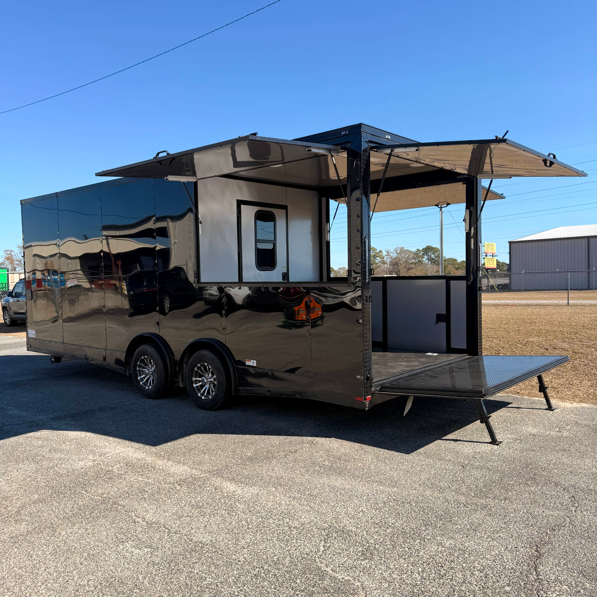 8.5X22TA3 Black Concession Gullwing Porch Trailer