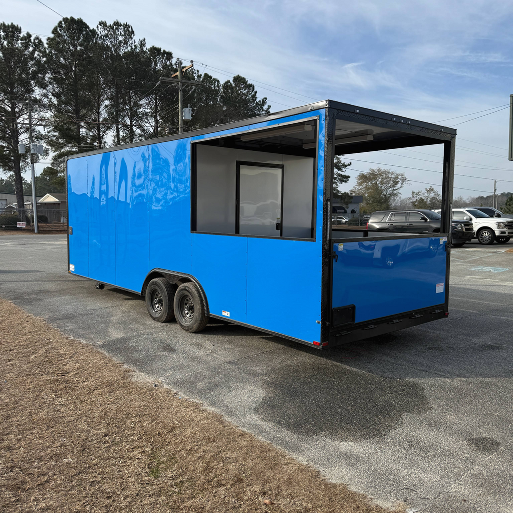 8.5X24TA3 Blue Concession Porch Trailer