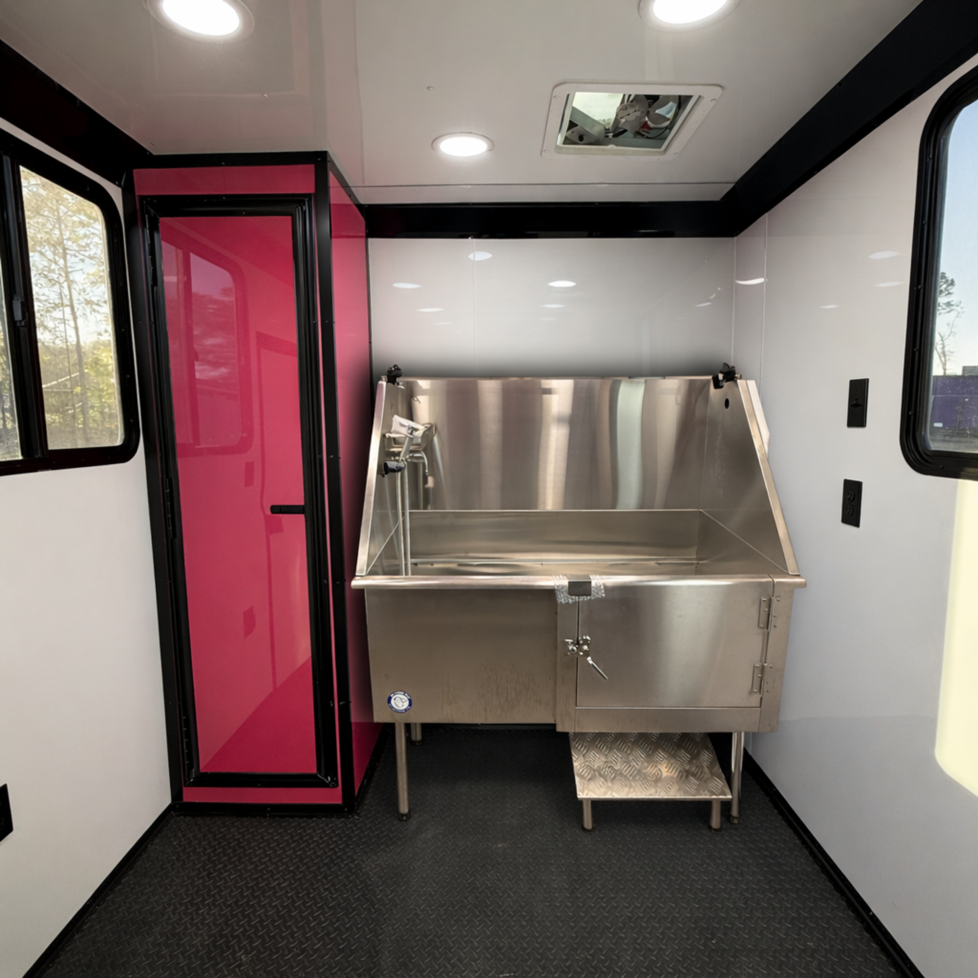 7X14TA Pink Pet Grooming Trailer
