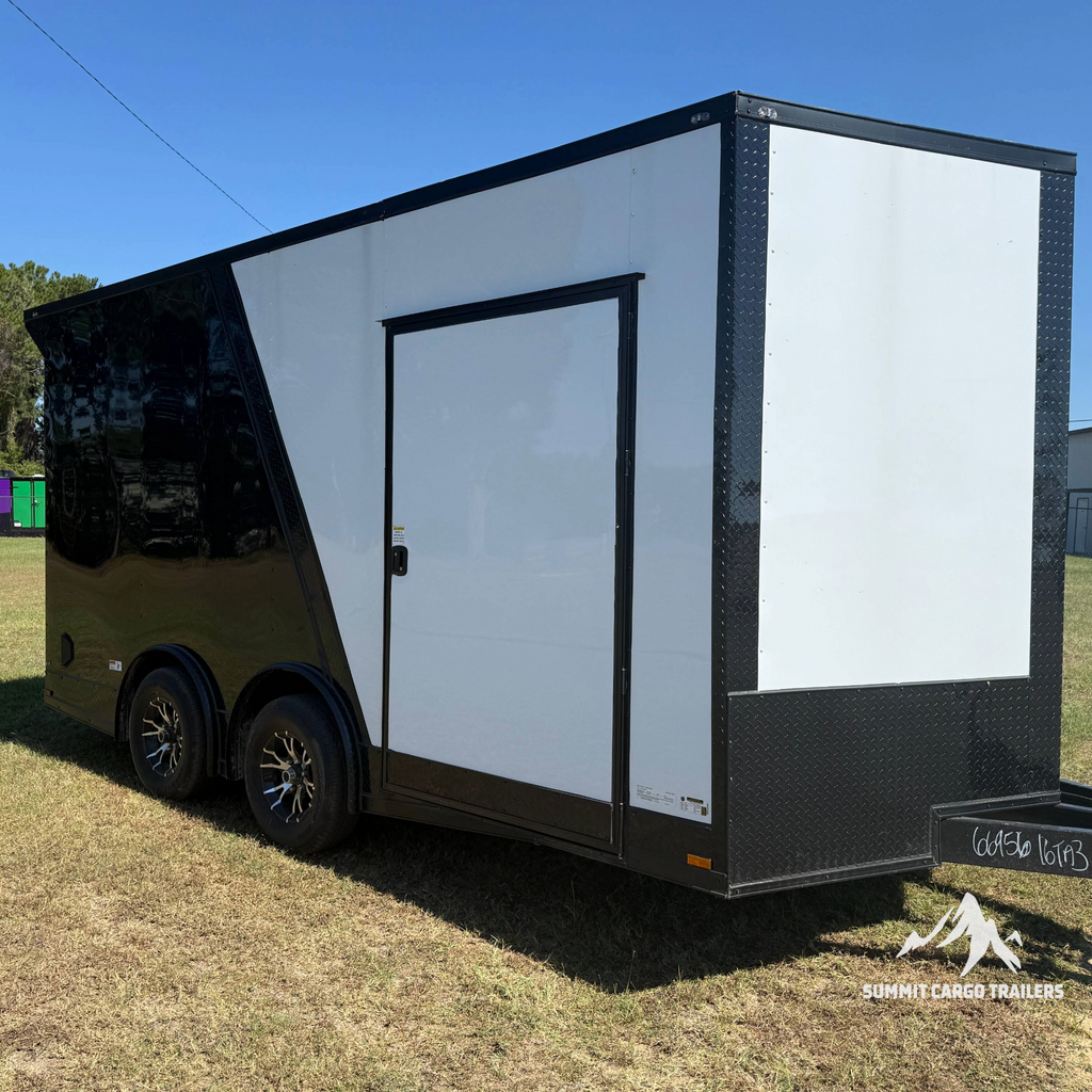 8.5X16TA3 Black & White Car Hauler Trailer