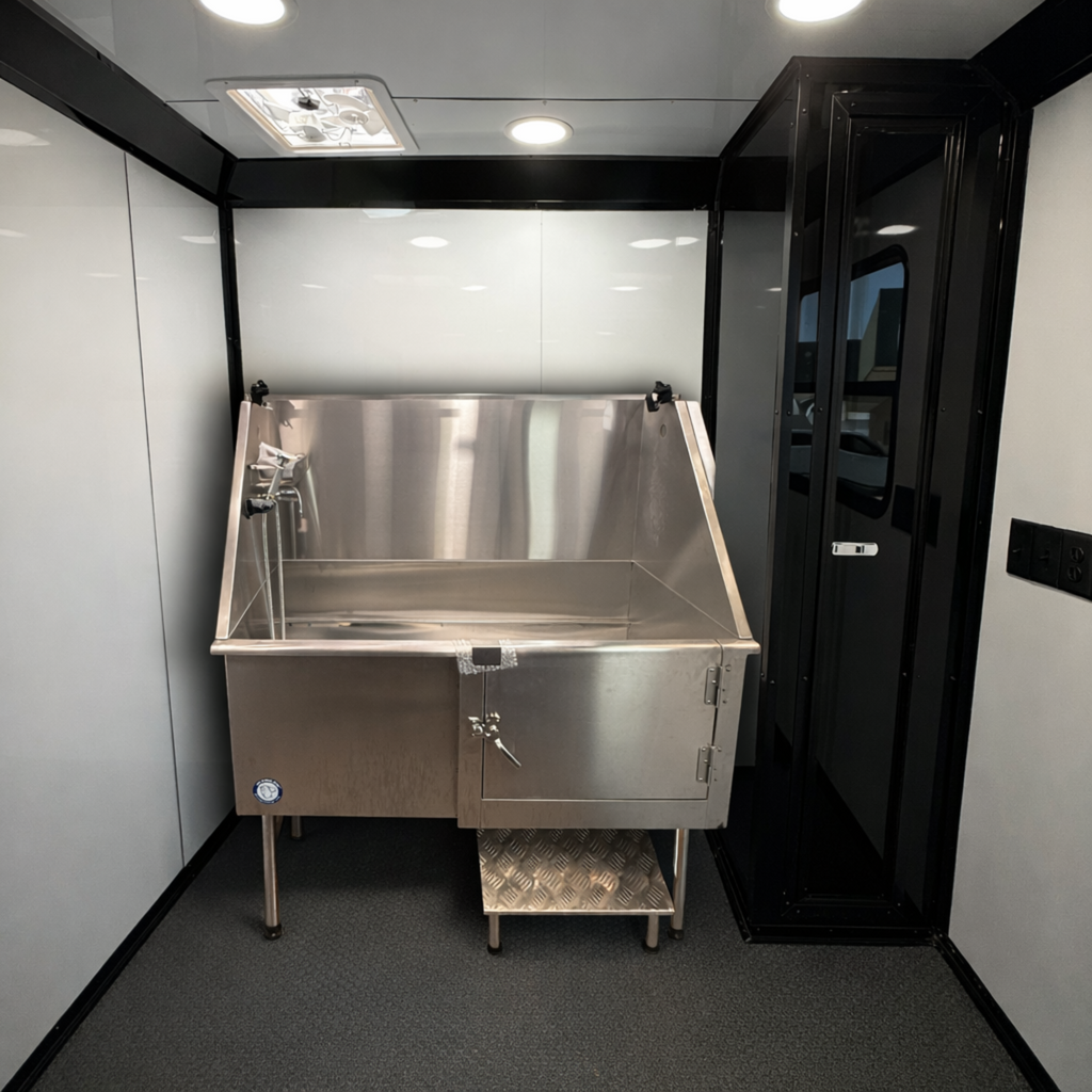 7X12TA White Dog Grooming Trailer