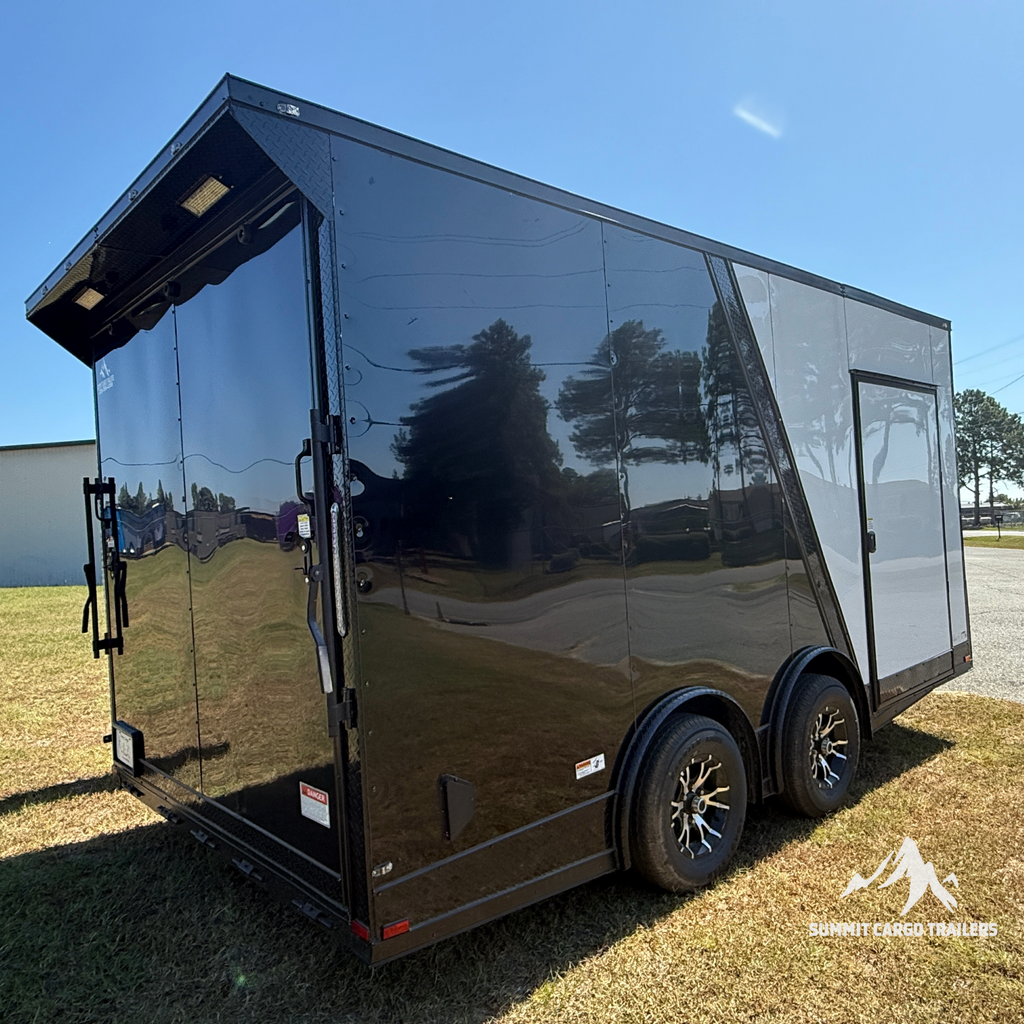 8.5X16TA3 Black & White Car Hauler Trailer