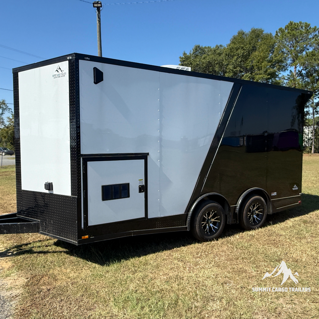 8.5X16TA3 Black & White Car Hauler Trailer