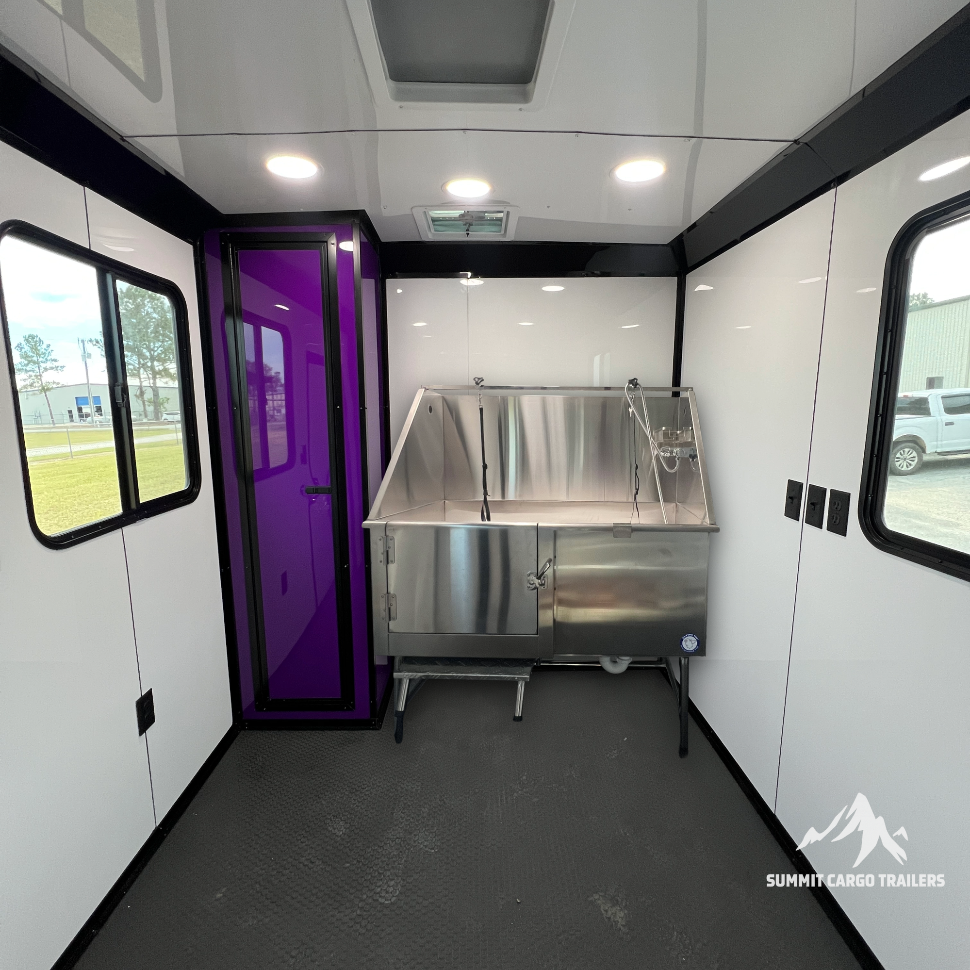 7X14TA Purple & Black Pet Grooming Trailer