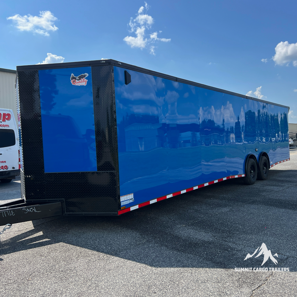 8.5X32TA5 Bright Blue Car Hauler Trailer