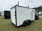7x14TA White 3-Ladder Rack Work Trailer